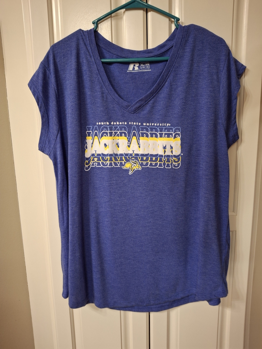 Russell Athletic South Dakota State Jackrabbits Blue V-Neck Women’s Tee